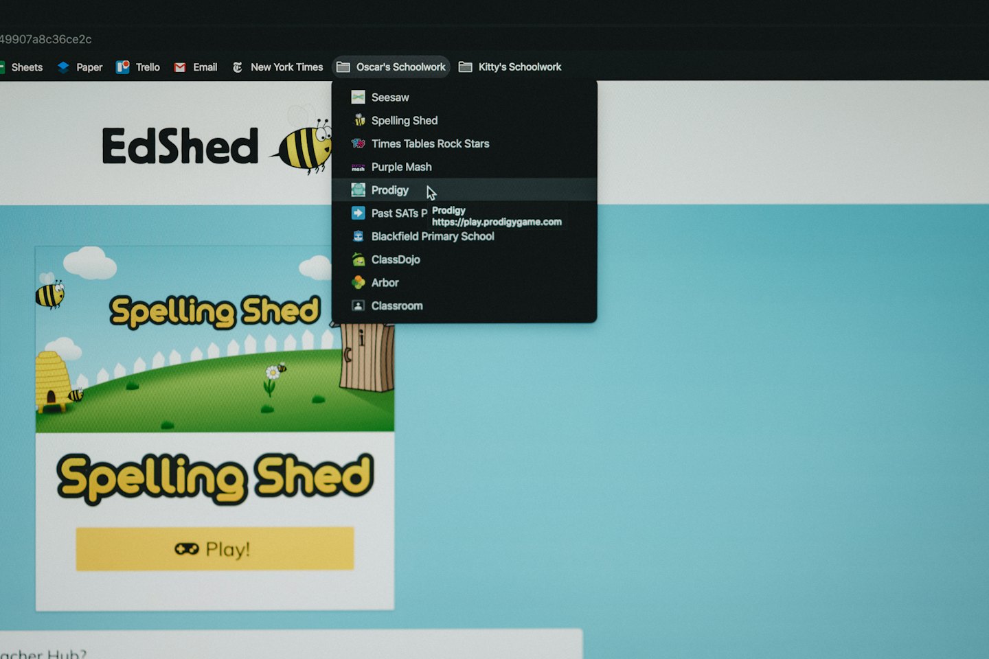 Computer screen displaying an online educational platform with learning menus.